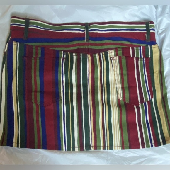 Dolce Gabbana Denim Striped Mini Skirt sz 44 Italy - Picture 2 of 6